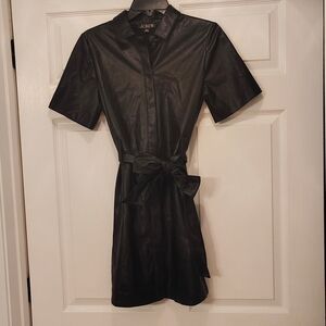 J. Crew Black Faux Leather Mini Dress Size XS
